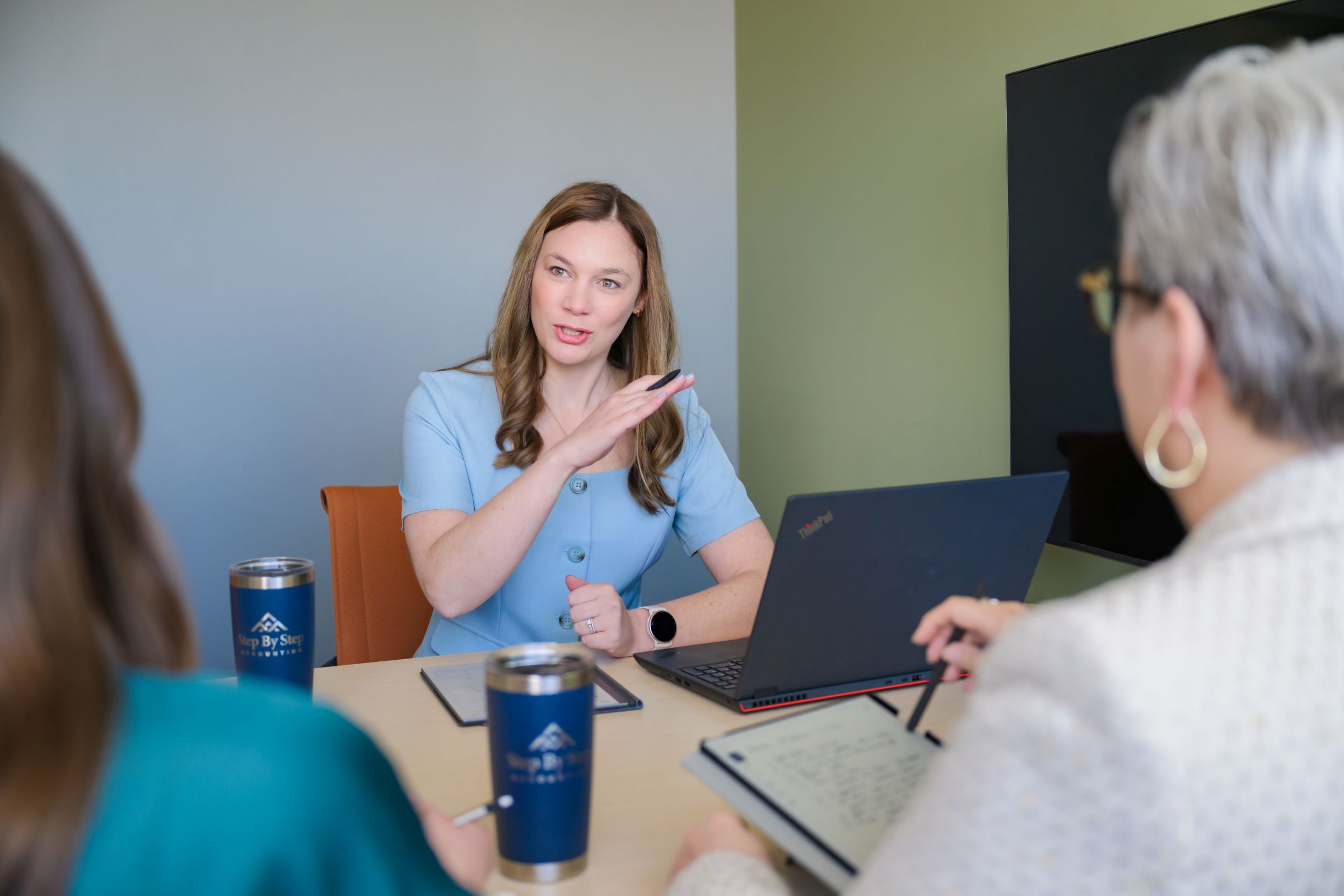 Clients receive advisory services from an accounting professional.